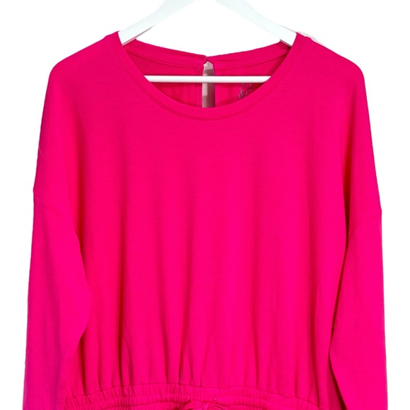 NY&C Bright Pink Long Sleeve Heavyweight Stretch Waist Romper Womens Size XL NWT - Picture 2 of 13